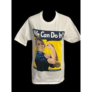 We Can Do It!‎ Shirt Adult Small White Rosie The Riveter Art Poster 90s